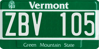 VT license plate ZBV105