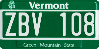 VT license plate ZBV108