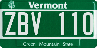 VT license plate ZBV110
