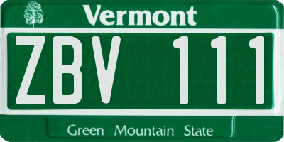 VT license plate ZBV111