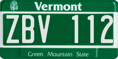 VT license plate ZBV112