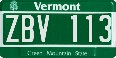 VT license plate ZBV113