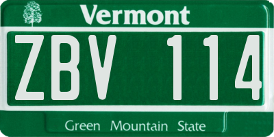 VT license plate ZBV114