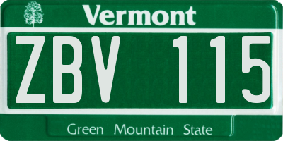VT license plate ZBV115
