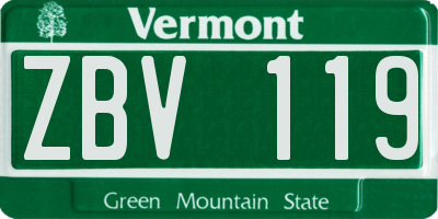 VT license plate ZBV119
