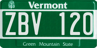 VT license plate ZBV120