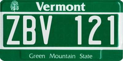 VT license plate ZBV121