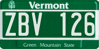 VT license plate ZBV126