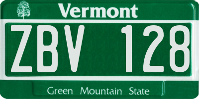 VT license plate ZBV128