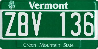 VT license plate ZBV136