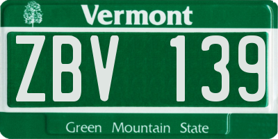 VT license plate ZBV139