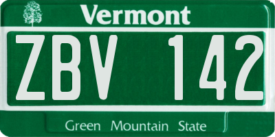 VT license plate ZBV142