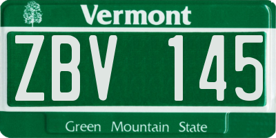 VT license plate ZBV145