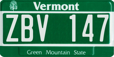 VT license plate ZBV147