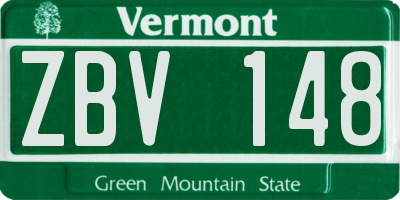 VT license plate ZBV148