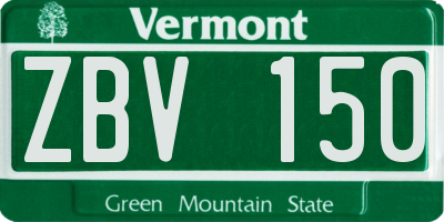 VT license plate ZBV150