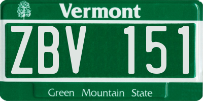 VT license plate ZBV151