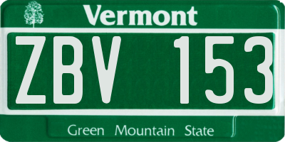 VT license plate ZBV153