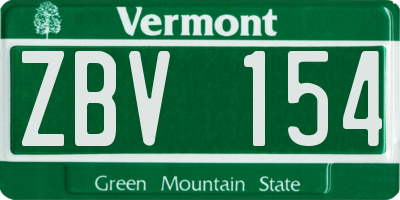 VT license plate ZBV154