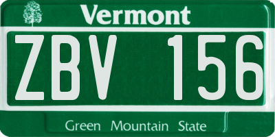 VT license plate ZBV156