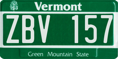 VT license plate ZBV157
