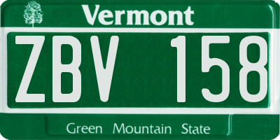 VT license plate ZBV158