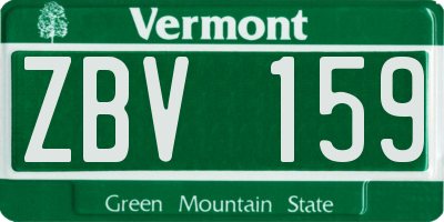VT license plate ZBV159