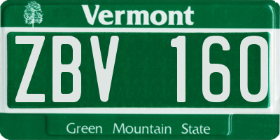 VT license plate ZBV160