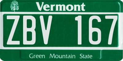 VT license plate ZBV167