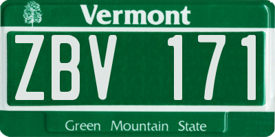 VT license plate ZBV171