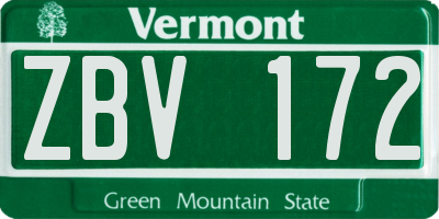 VT license plate ZBV172