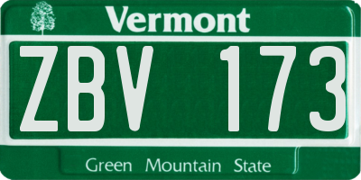 VT license plate ZBV173