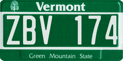 VT license plate ZBV174