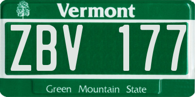 VT license plate ZBV177