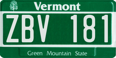 VT license plate ZBV181