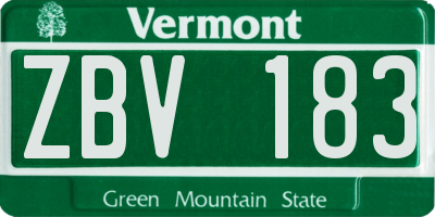 VT license plate ZBV183