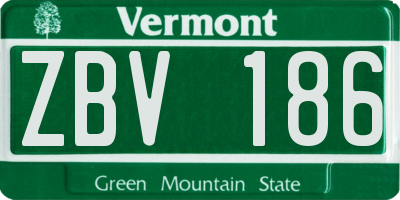 VT license plate ZBV186