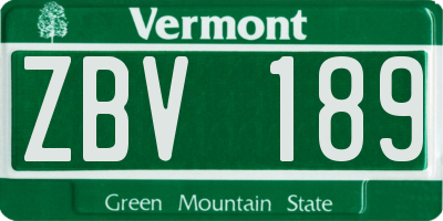 VT license plate ZBV189