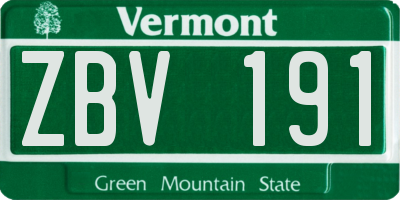 VT license plate ZBV191
