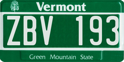 VT license plate ZBV193