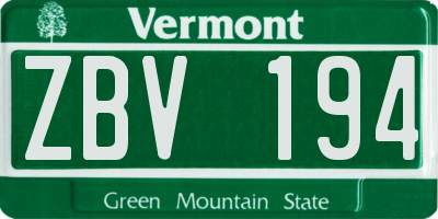 VT license plate ZBV194