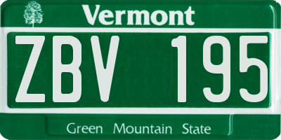 VT license plate ZBV195