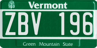 VT license plate ZBV196