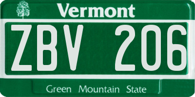 VT license plate ZBV206