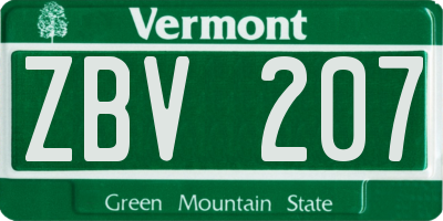 VT license plate ZBV207