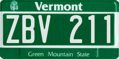 VT license plate ZBV211