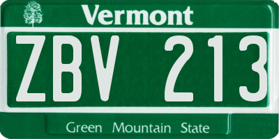 VT license plate ZBV213