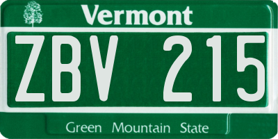 VT license plate ZBV215