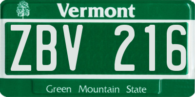 VT license plate ZBV216