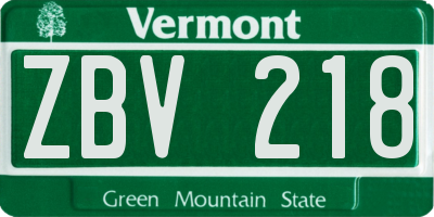 VT license plate ZBV218